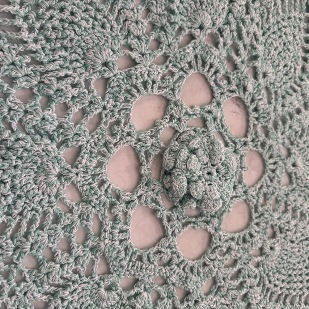 Vintage Robins Egg Blue Crochet Decorative Home Decor Textile